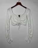 Secondhand Branded Summer Crop Tops by Shein, White Polyester fabric, Premium condition, for Womens - Online Thrift Shop Peshawar Pakistan