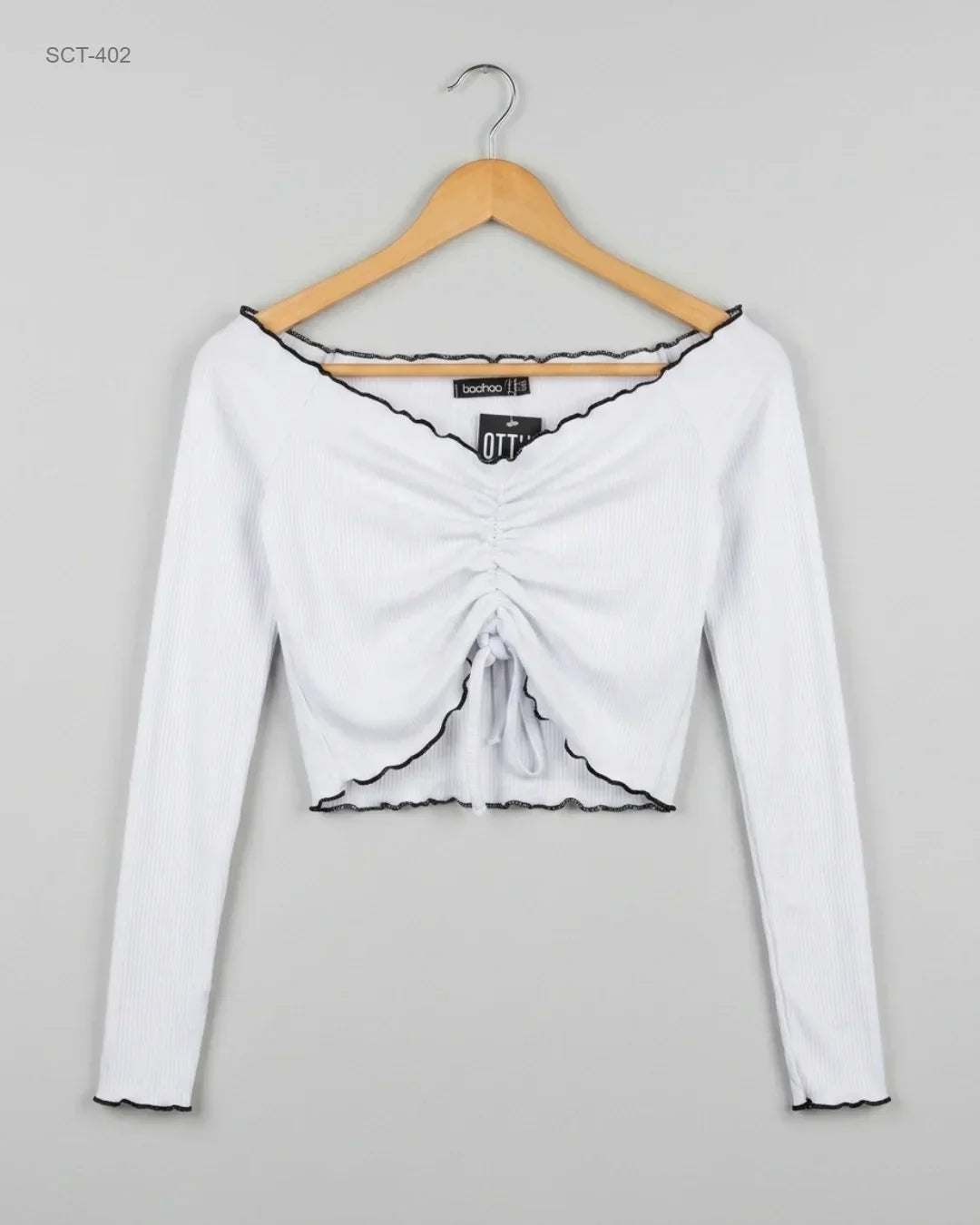 Shop Premium Summer Crop Tops by Boohoo | Preloved Branded Clothes | White Polyester | Womens | OTS Thrift Store Peshawar Pakistan