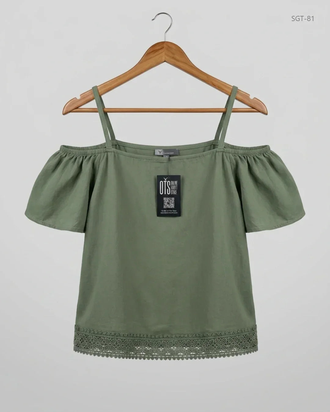 Girls Summer Tops | Primark | Preloved Branded | Olive Polyester | Premium | OTS Thrift Store Peshawar Pakistan