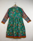 Buy GREEN MULTI LAWN Summer Kurti by Cut Label - Excellent condition for | Preloved OTS Pakistan (SK-11)