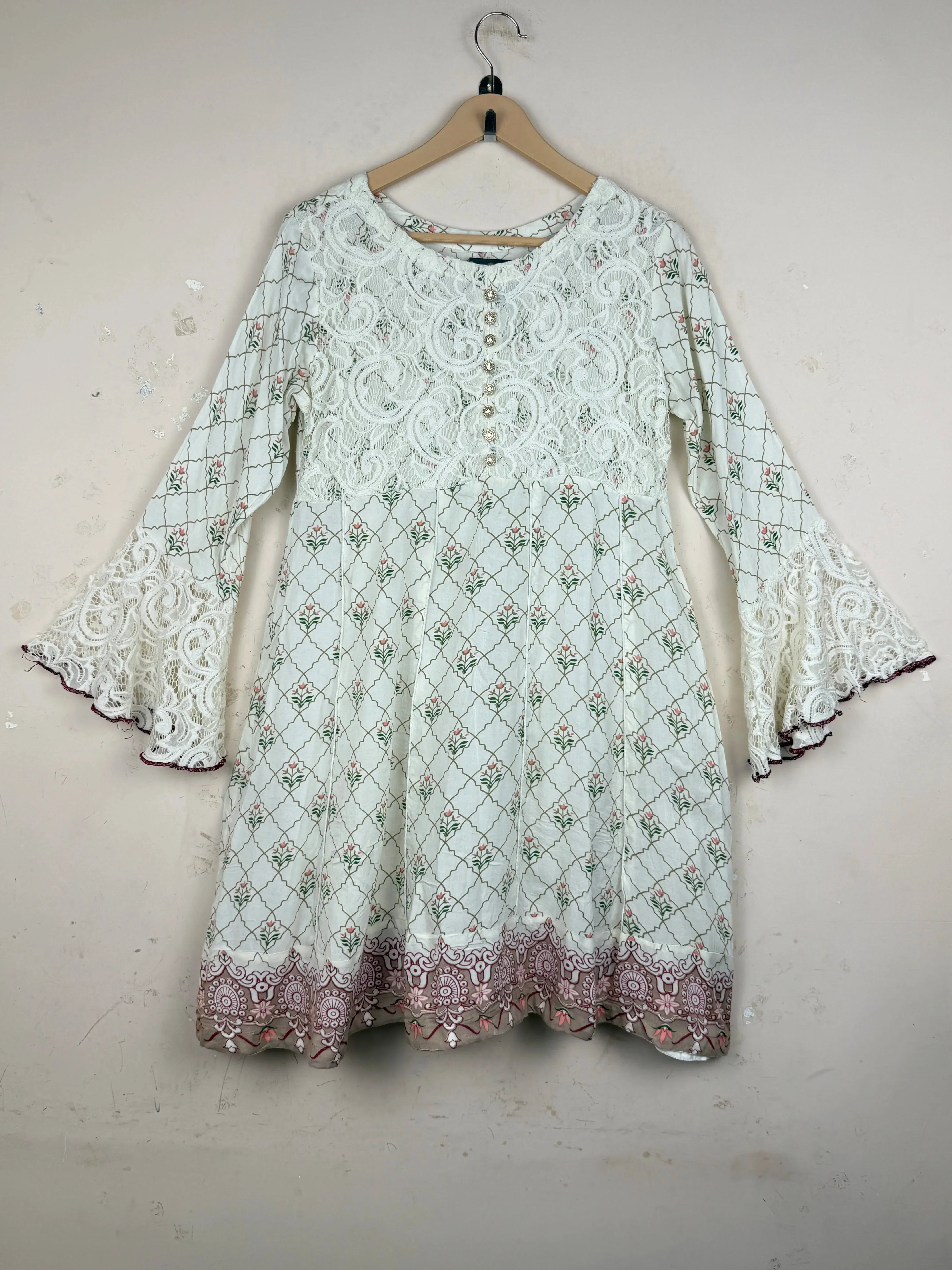 Preloved Premium Summer Kurti by Unknown, OffWhite LAWN for Womens - OTS Thrift Shop Islamabad Pakistan
