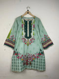 Secondhand Branded Summer Kurti by Unknown, Pistachio LAWN fabric, Premium condition, for Womens - Online Thrift Shop Peshawar Pakistan