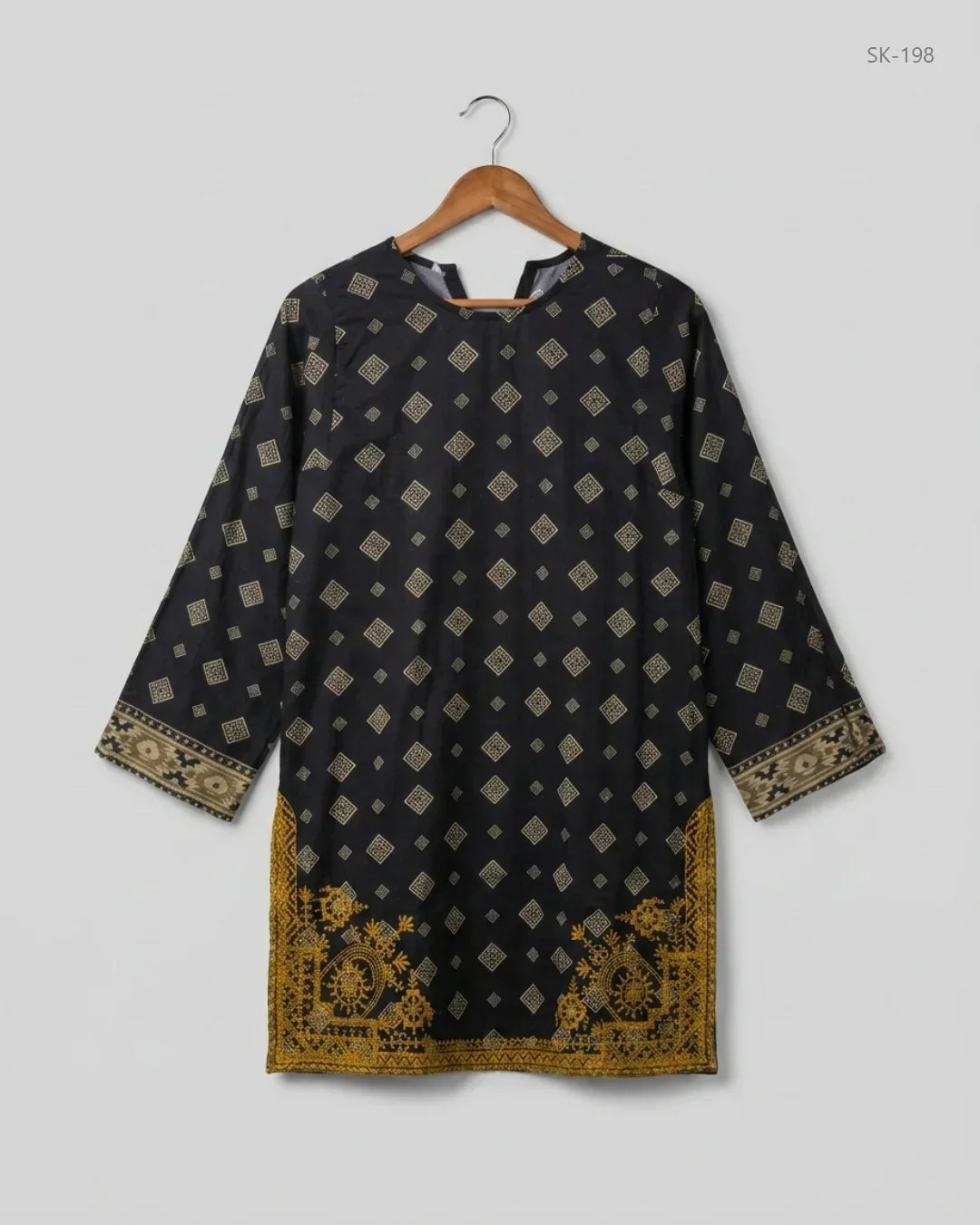 Shop Excellent Summer Kurti by SAPPHIRE | Preloved Branded Clothes | Black Cotton | Womens | OTS Thrift Store Islamabad Pakistan