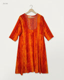 Preloved Premium Summer Kurti by CUT LABEL, Orange Cotton for Womens - OTS Thrift Shop Peshawar Pakistan