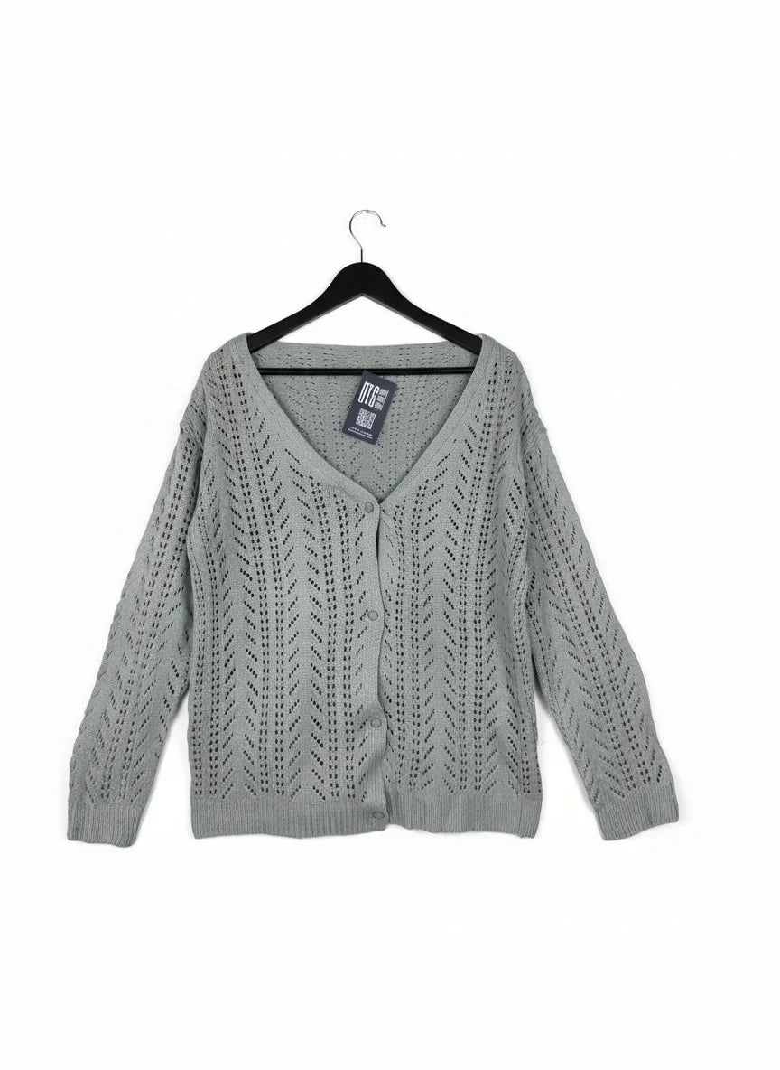 Winter Cardigans & Sweaters | Cut label | Preloved Branded | Gray Cotton | Premium | OTS Thrift Store Lahore Pakistan