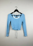 Secondhand Branded Winter Crop Tops by Shein, SkyBlue Polyester fabric, Premium Plus condition, for Women - Online Thrift Shop Lahore Pakistan