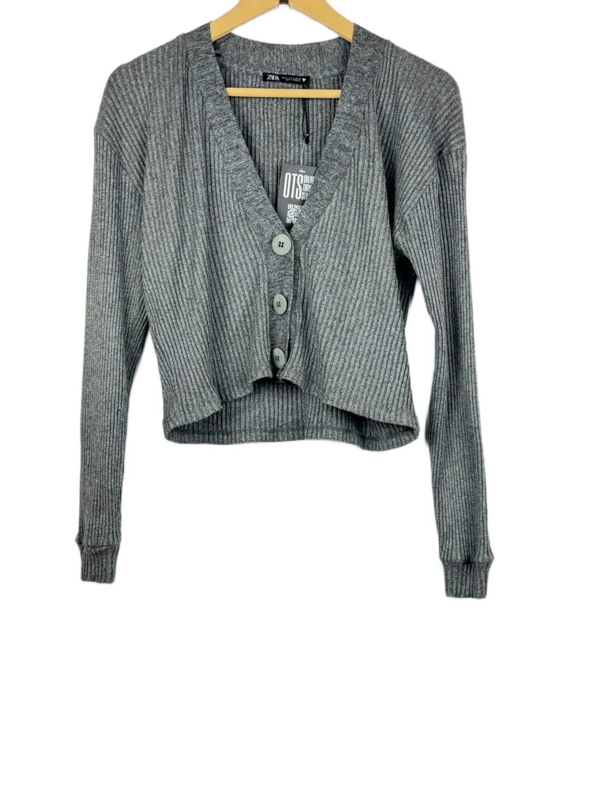 UK Imported secondhand Winter Crop Tops - Zara brand, Grey Viscose, Premium Plus condition, for Women - Online Thrift Store Peshawar Pakistan