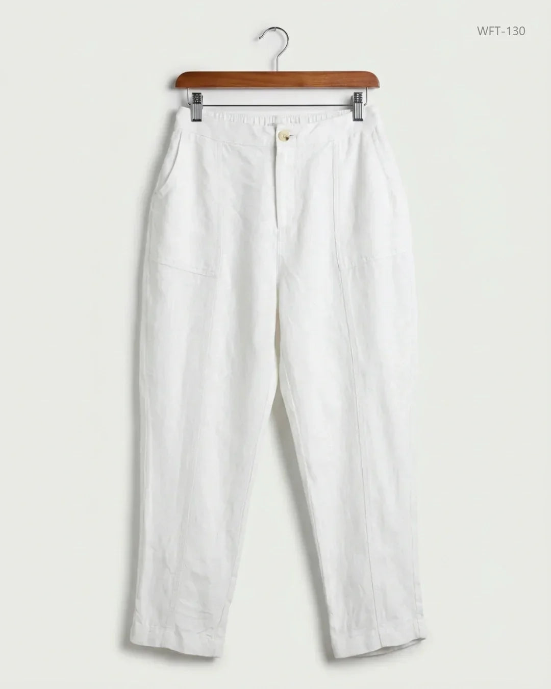 UK Imported secondhand Women Flapper Trouser - HALSTON brand, White Cotton, Premium condition, for - Online Thrift Store Lahore Pakistan