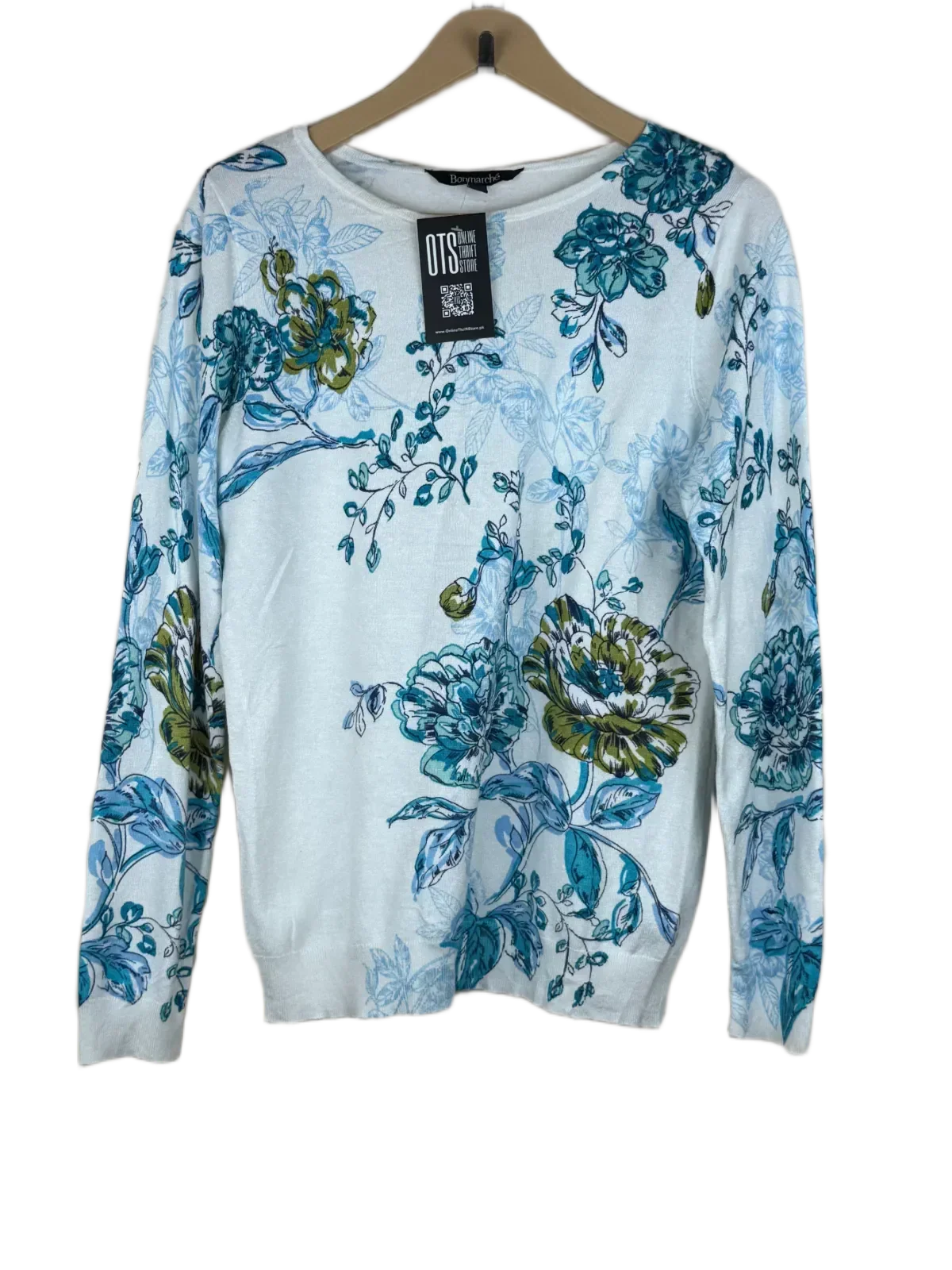 Preloved Premium Winter Knitted Tops by Bonmarché, White Viscose for Women - OTS Thrift Shop Peshawar Pakistan