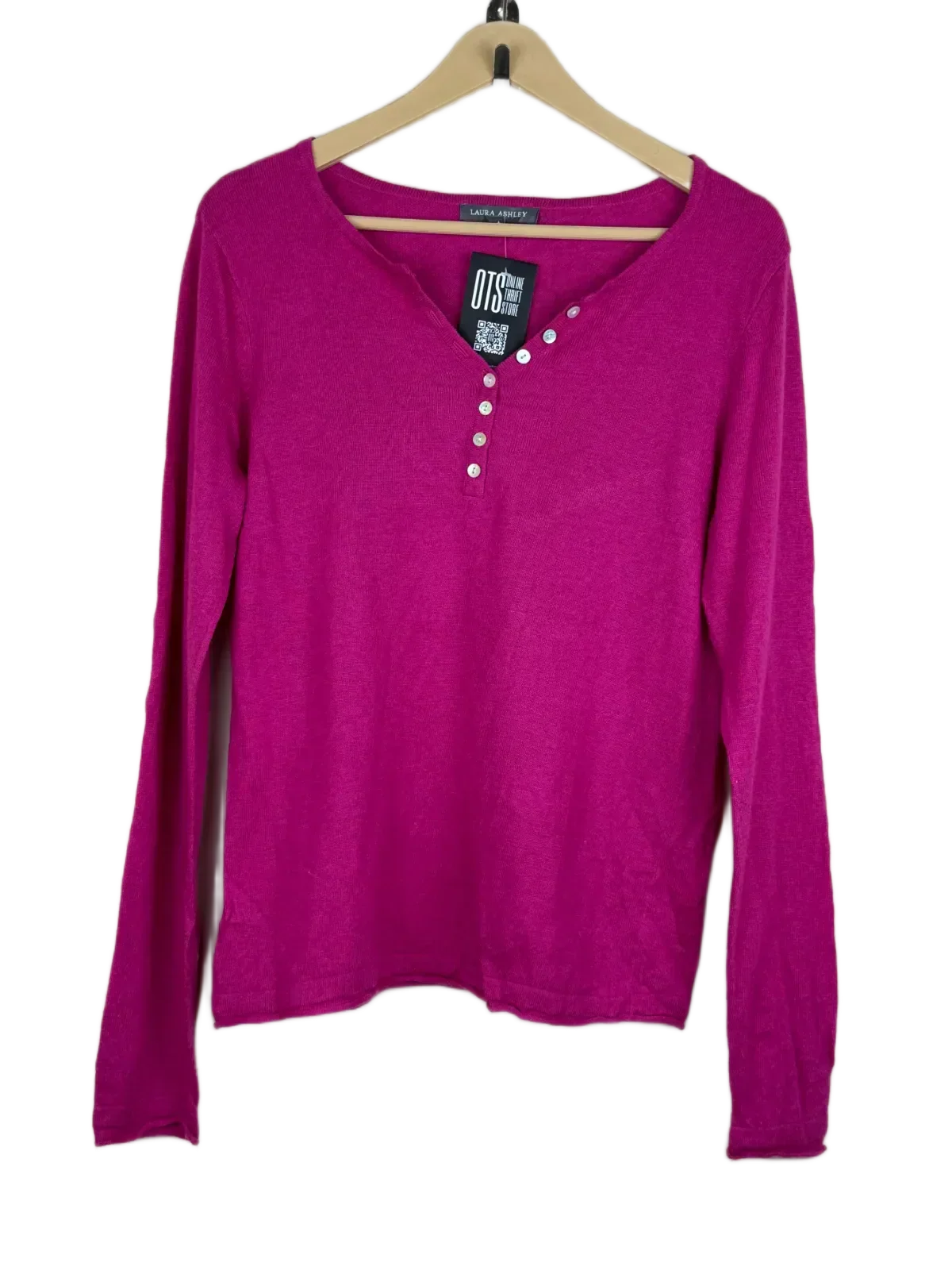 Preloved Good Winter Knitted Tops by Laura Ashley, Maroon Viscose for Women - OTS Thrift Shop Karachi Pakistan