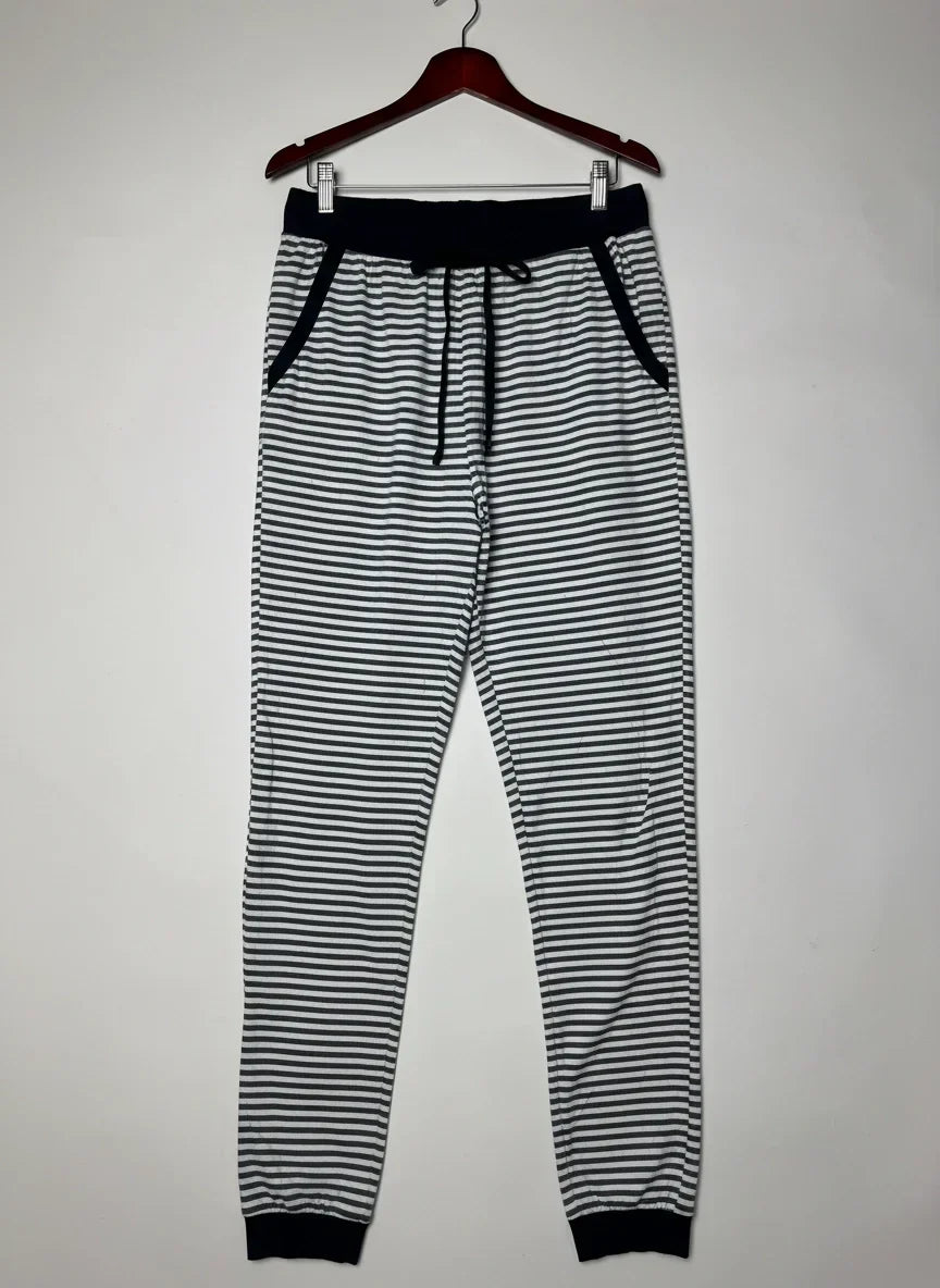 Secondhand Branded Womens Summer Trousers by LOVE TO LOUNGE, WHITE AND GRAY Polyester fabric, Premium condition, for Womens - Online Thrift Shop Lahore Pakistan