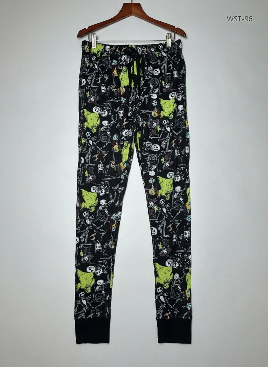 Preloved Premium Womens Summer Trousers by Disney, BLACK MULTI Cotton for Womens - OTS Thrift Shop Karachi Pakistan