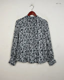 Womens Summer Tops | H&M | Preloved Branded | Beige & Black Flowral Polyester | Premium | OTS Thrift Store Islamabad Pakistan