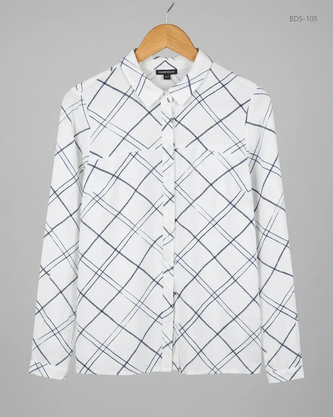 Button Down Shirt | Warehouse | Preloved Branded | White Polyester | Premium | OTS Thrift Store Lahore Pakistan