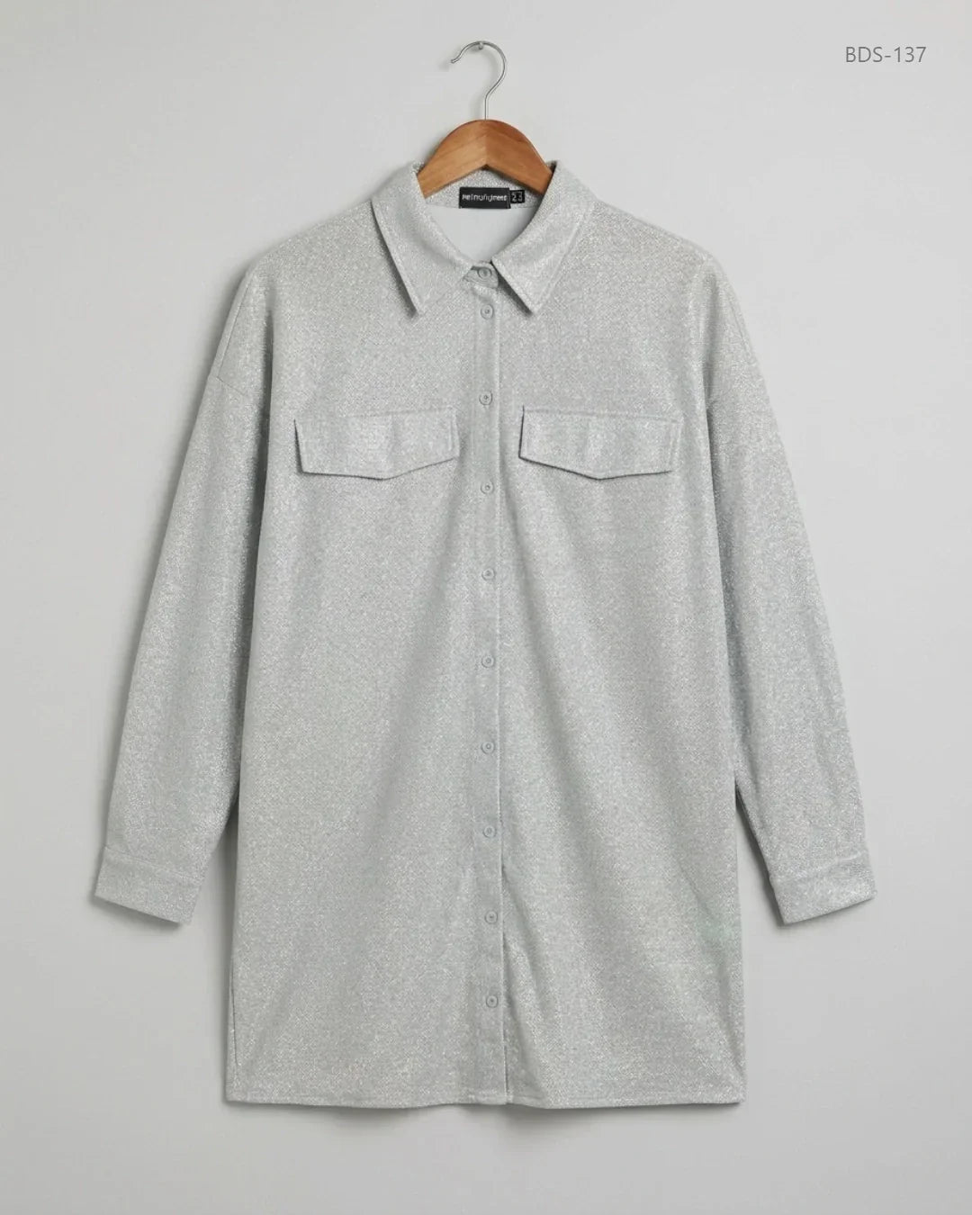 Shop Premium Button Down Shirt by PRETTYLITTLETHING | Preloved Branded Clothes | Grey POLYESTER | Womens | OTS Thrift Store Karachi Pakistan