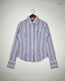 Secondhand Branded Button Down Shirt by TM Lewin, Violet Cotton fabric, Premium condition, for Women - Online Thrift Shop Lahore Pakistan