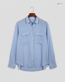 Button Down Shirt | Mango | Preloved Branded | SkyBlue Viscose | Premium | OTS Thrift Store Karachi Pakistan