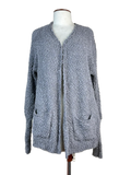 Shop Premium Winter Long Cardigans by Unknown | Preloved Branded Clothes | Grey Polyester | Women | OTS Thrift Store Islamabad Pakistan