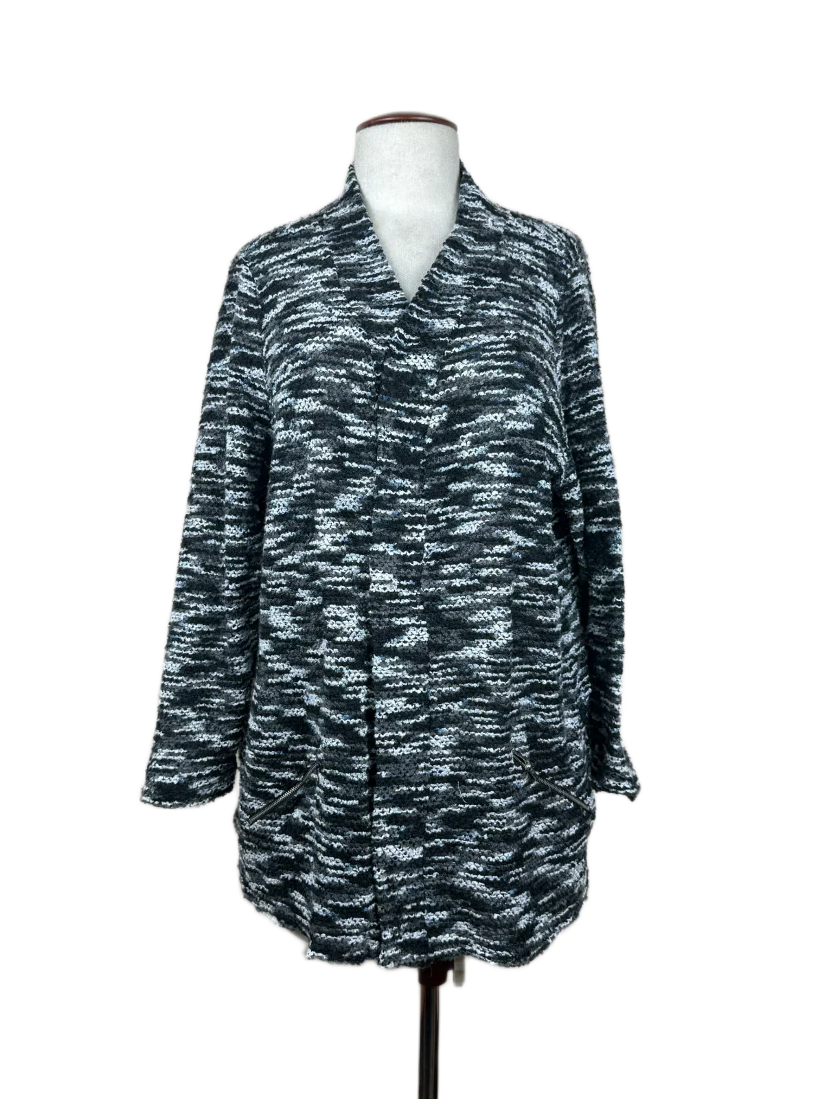 UK Imported secondhand Winter Long Cardigans - Michele Atgp brand, Multi Polyester, Premium condition, for Women - Online Thrift Store Islamabad Pakistan