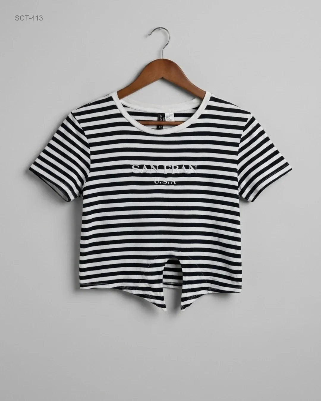 Shop Premium Summer Crop Tops by H&M | Preloved Branded Clothes | Black & White Cotton | Womens | OTS Thrift Store Peshawar Pakistan