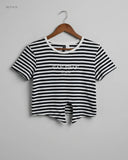 Shop Premium Summer Crop Tops by H&M | Preloved Branded Clothes | Black & White Cotton | Womens | OTS Thrift Store Peshawar Pakistan