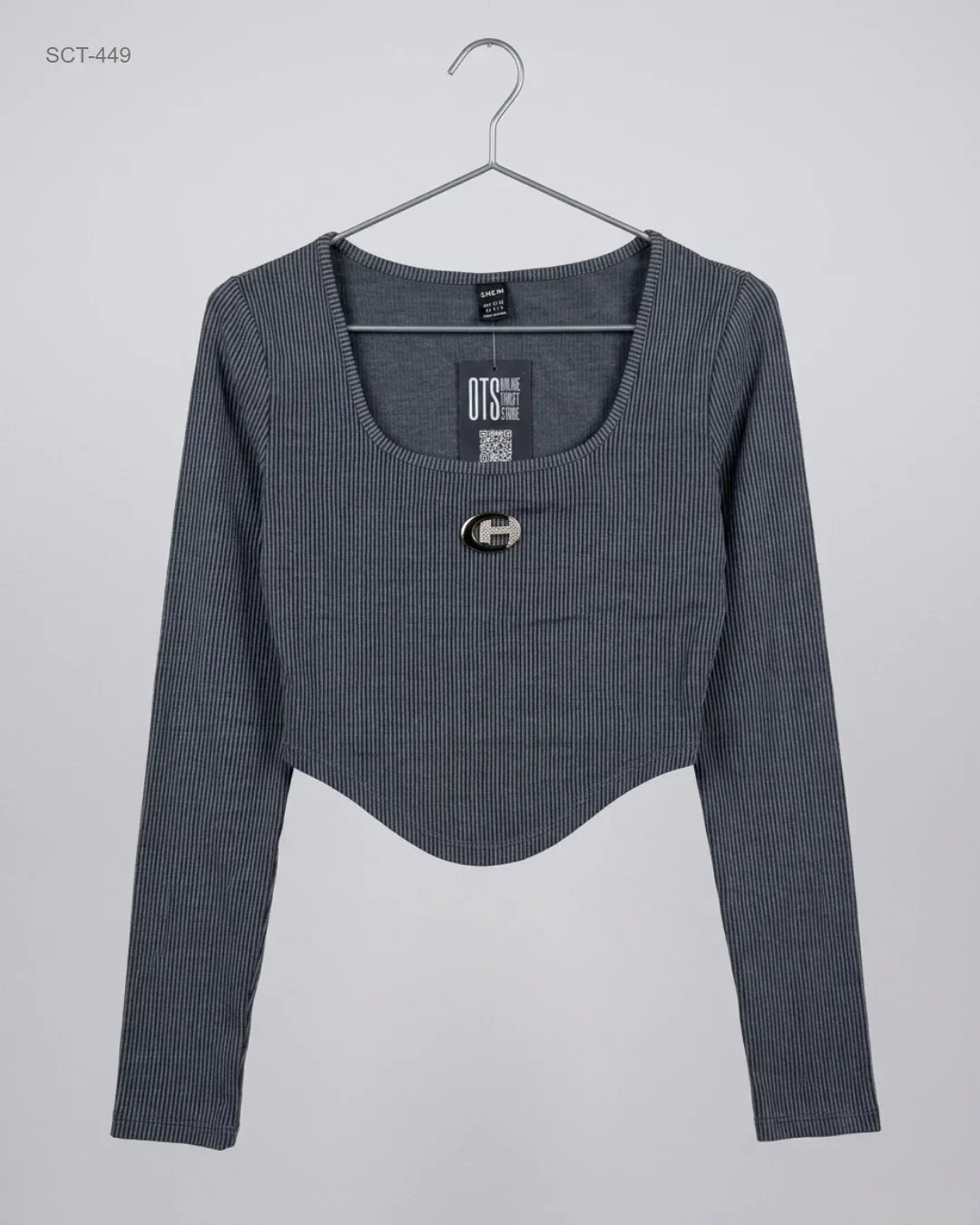 Summer Crop Tops | Shein | Preloved Branded | Grey Cotton | Excellent | OTS Thrift Store Peshawar Pakistan