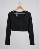 Secondhand Branded Summer Crop Tops by YOZY, Black Polyester fabric, Premium condition, for Womens - Online Thrift Shop Peshawar Pakistan