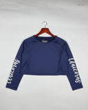 Summer Crop Tops | CUT LABEL | Preloved Branded | Navy Blue Polyester | Premium | OTS Thrift Store Lahore Pakistan
