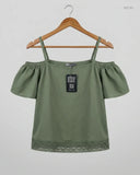 Girls Summer Tops | Primark | Preloved Branded | Olive Polyester | Premium | OTS Thrift Store Peshawar Pakistan