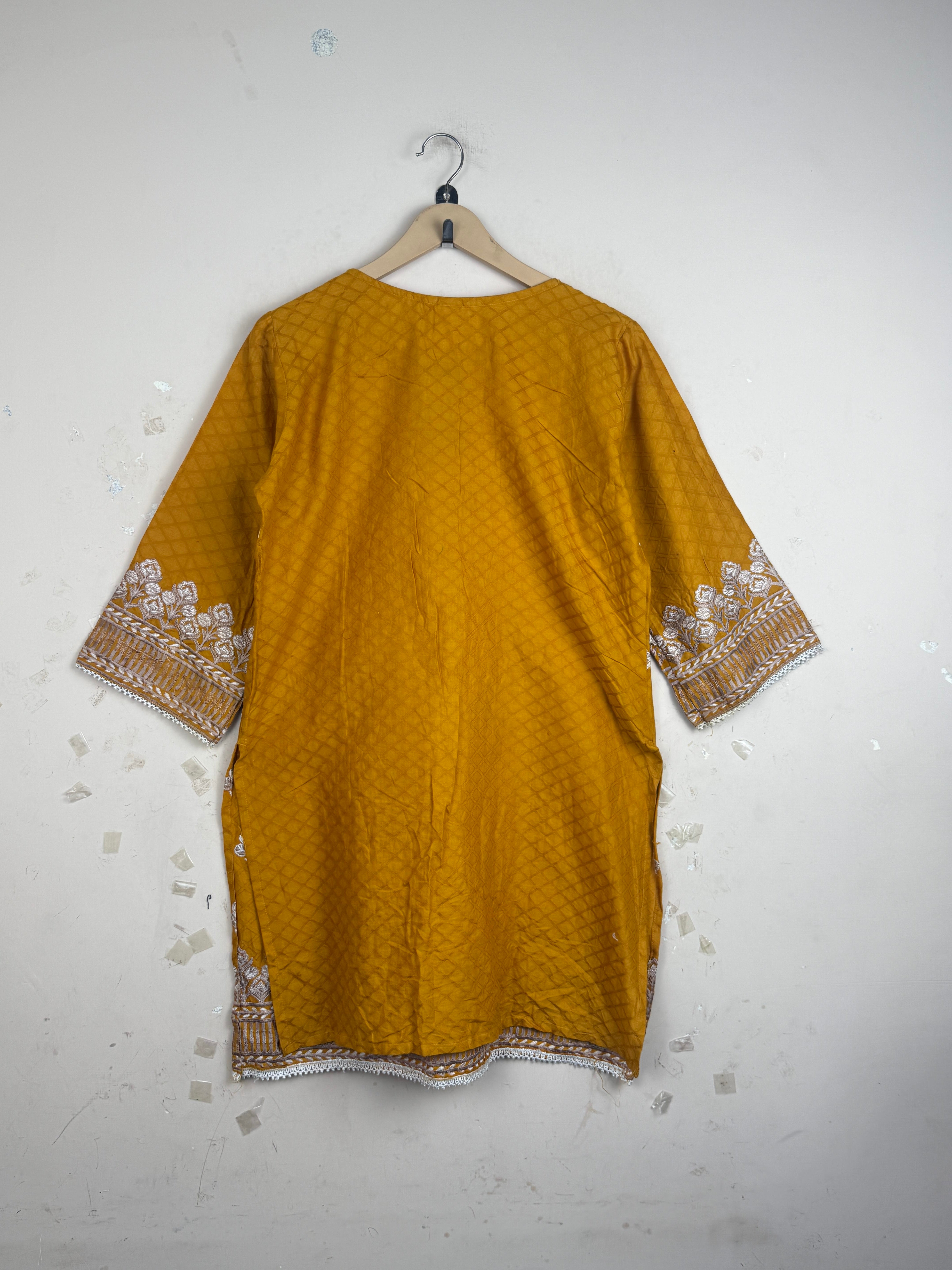 Order RANGOLI Summer Kurti in Mustered Cotton for Womens - Premium at Online Thrift Store Pakistan (SK-117)