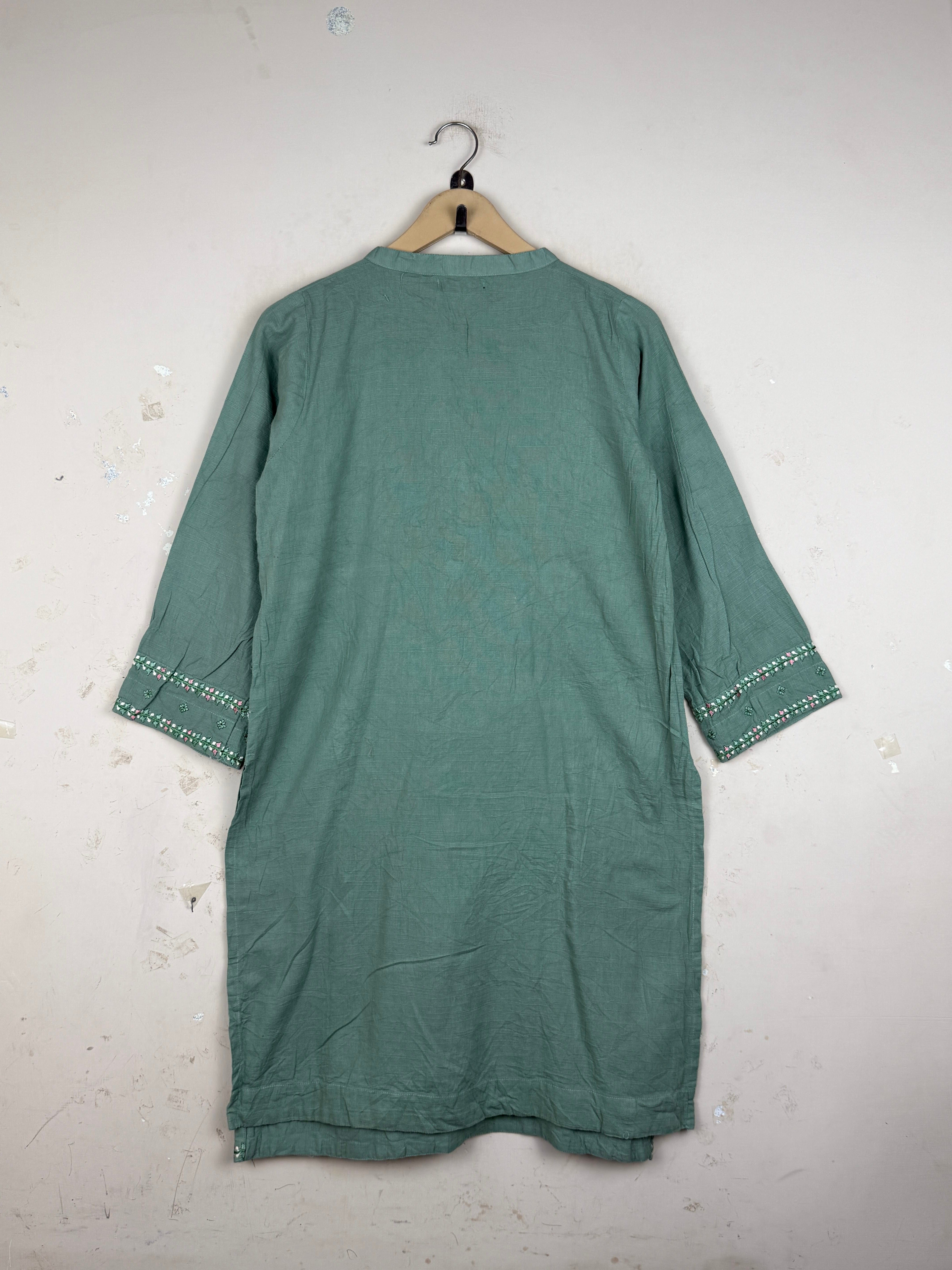 Buy Premium Summer Kurti in Green Cotton by TUUBA for Womens | OTS Thrift Store Pakistan