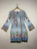 Secondhand Branded Summer Kurti by LUBNAS, Gray LAWN fabric, Premium condition, for Womens - Online Thrift Shop Peshawar Pakistan
