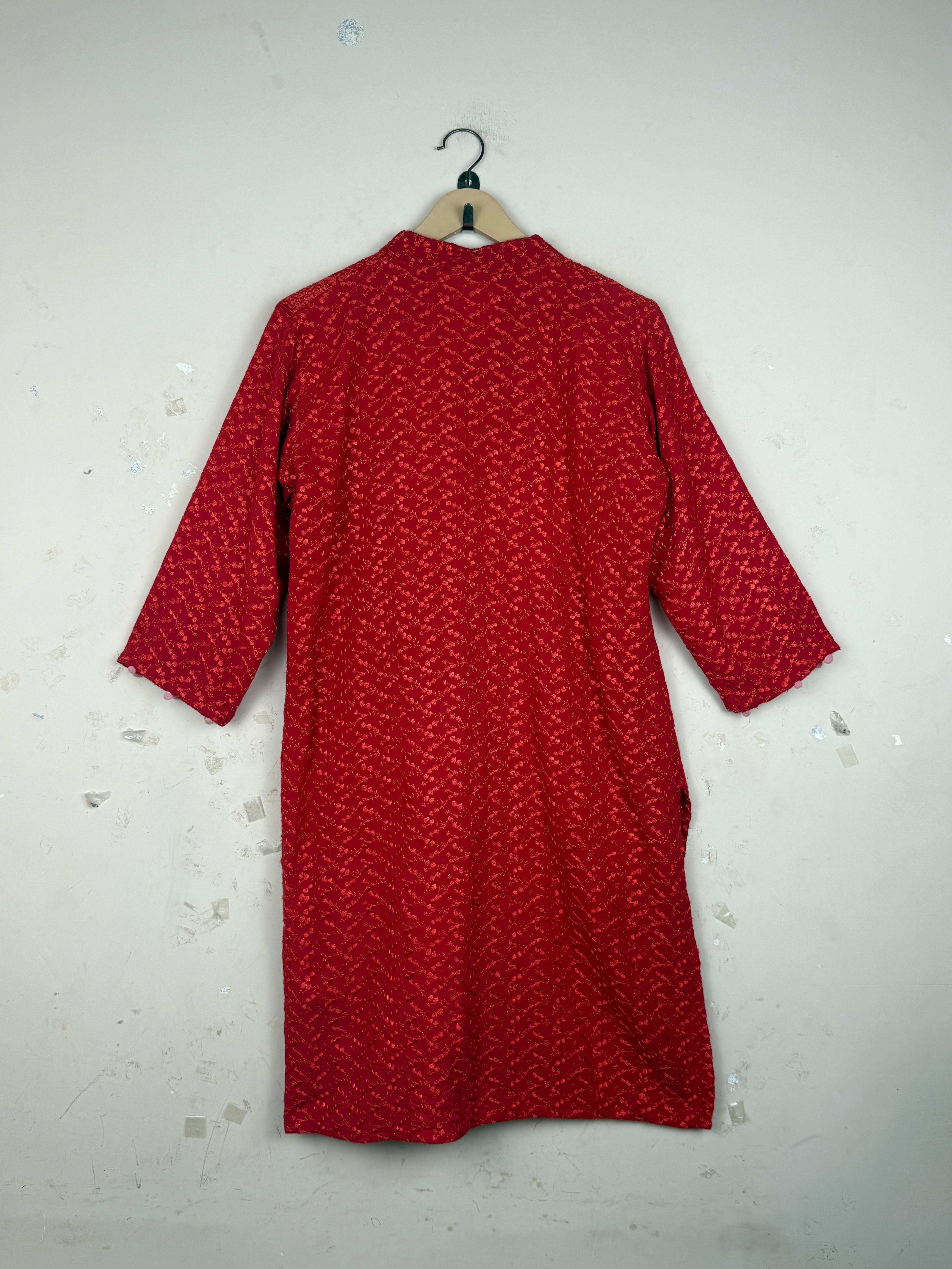 Shop Good Condition Red Orange Cotton Summer Kurti by CUT LABEL for Womens at OTS - Online Thrift Store Pakistan (SK-135)