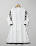 Shop Excellent Condition Black & White Lawn Summer Kurti by CUT LABEL for Womens at OTS - Online Thrift Store Pakistan (SK-162)