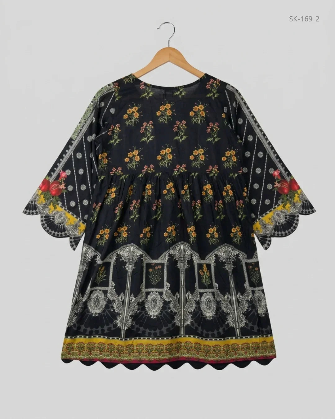 Order CUT LABEL Summer Kurti in Black Lawn for Womens - Excellent at Online Thrift Store Pakistan (SK-169)