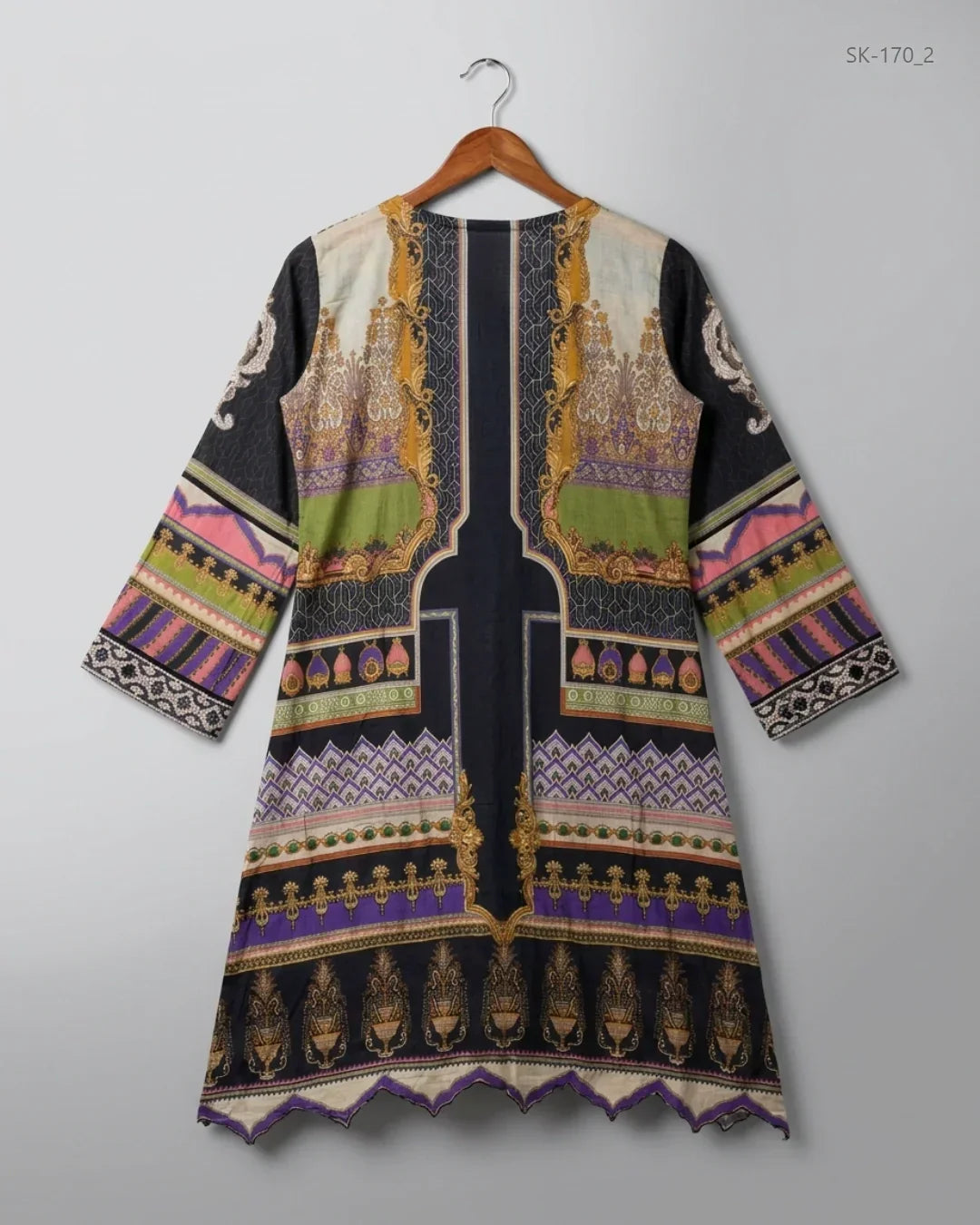 Buy Black Lawn Summer Kurti by ALLYS - Excellent condition for Womens | Preloved OTS Pakistan (SK-170)