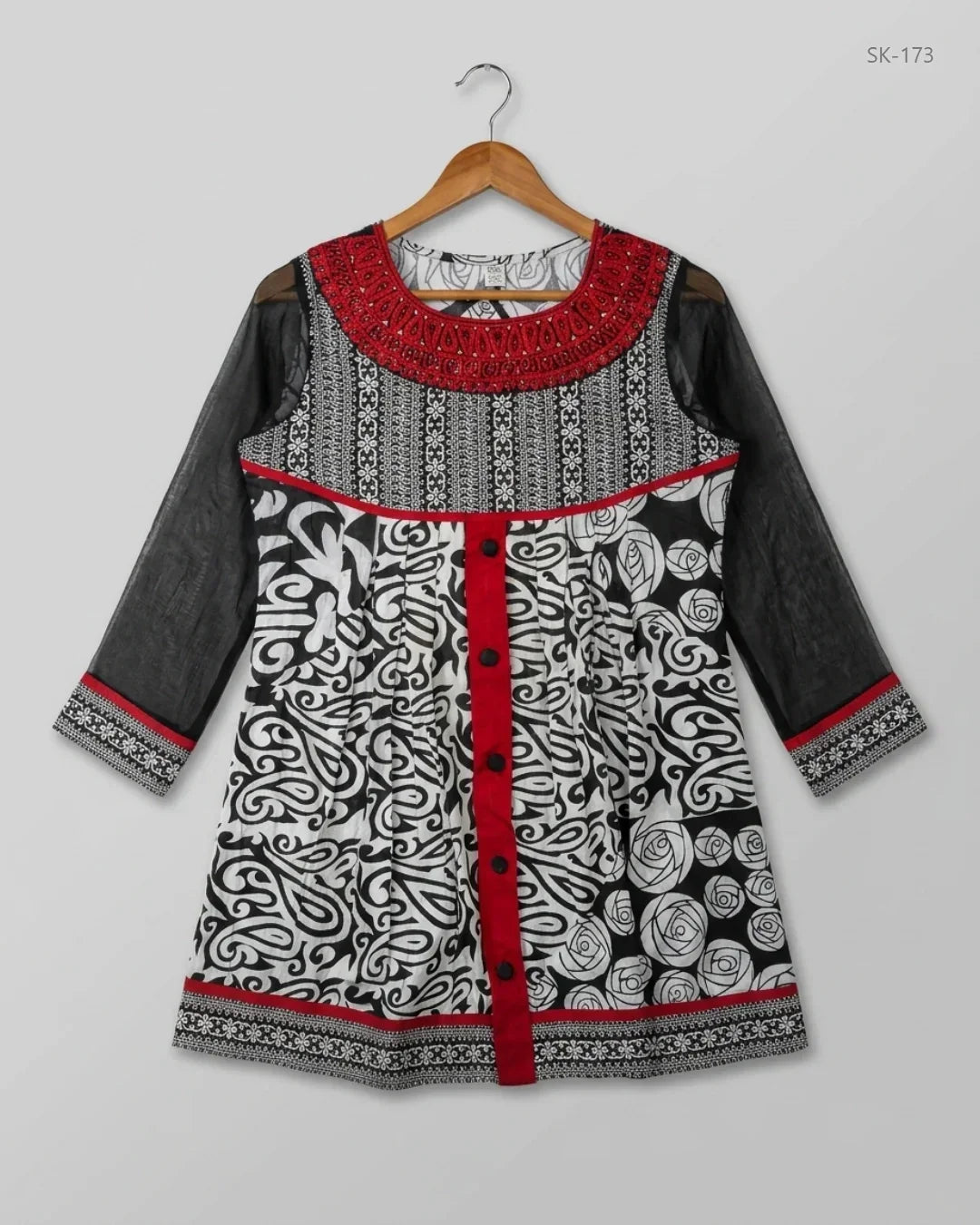 UK Imported secondhand Summer Kurti - CUT LABEL brand, Black Lawn, GOOD condition, for Womens - Online Thrift Store Peshawar Pakistan