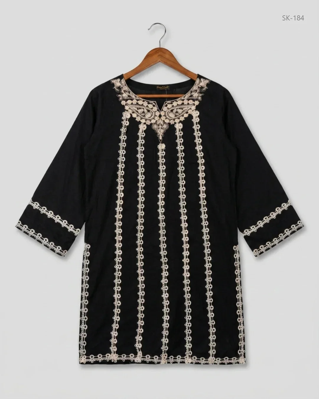 UK Imported secondhand Summer Kurti - AGHA NOOR brand, Black & White Lawn, Premium condition, for Womens - Online Thrift Store Peshawar Pakistan
