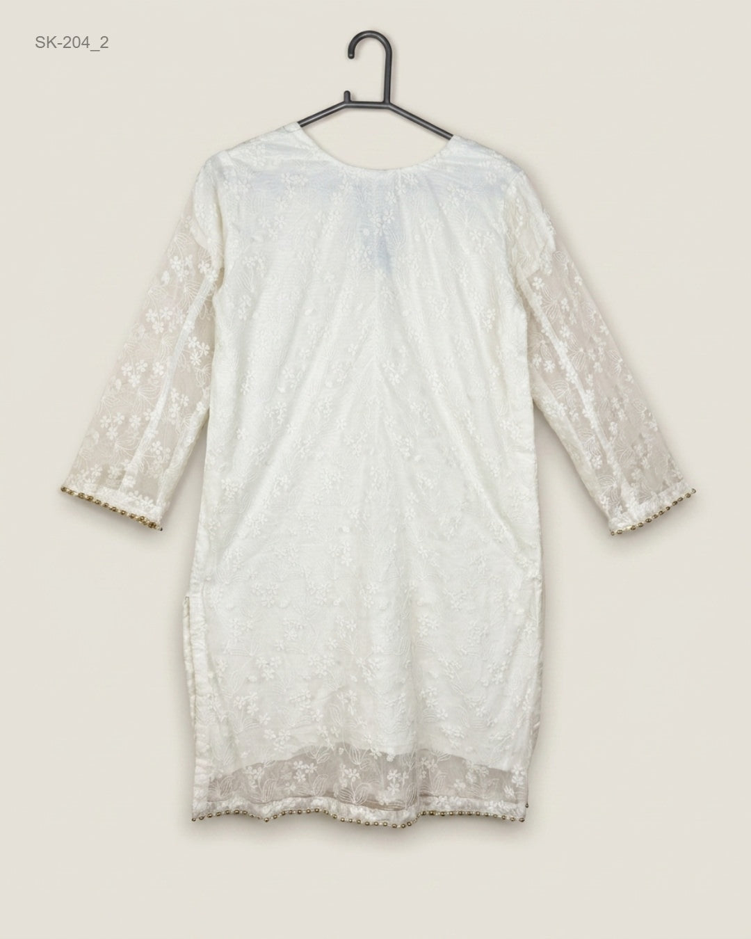Order UMAN Summer Kurti in White NET COTTON for Womens - Premium at Online Thrift Store Pakistan (SK-204)