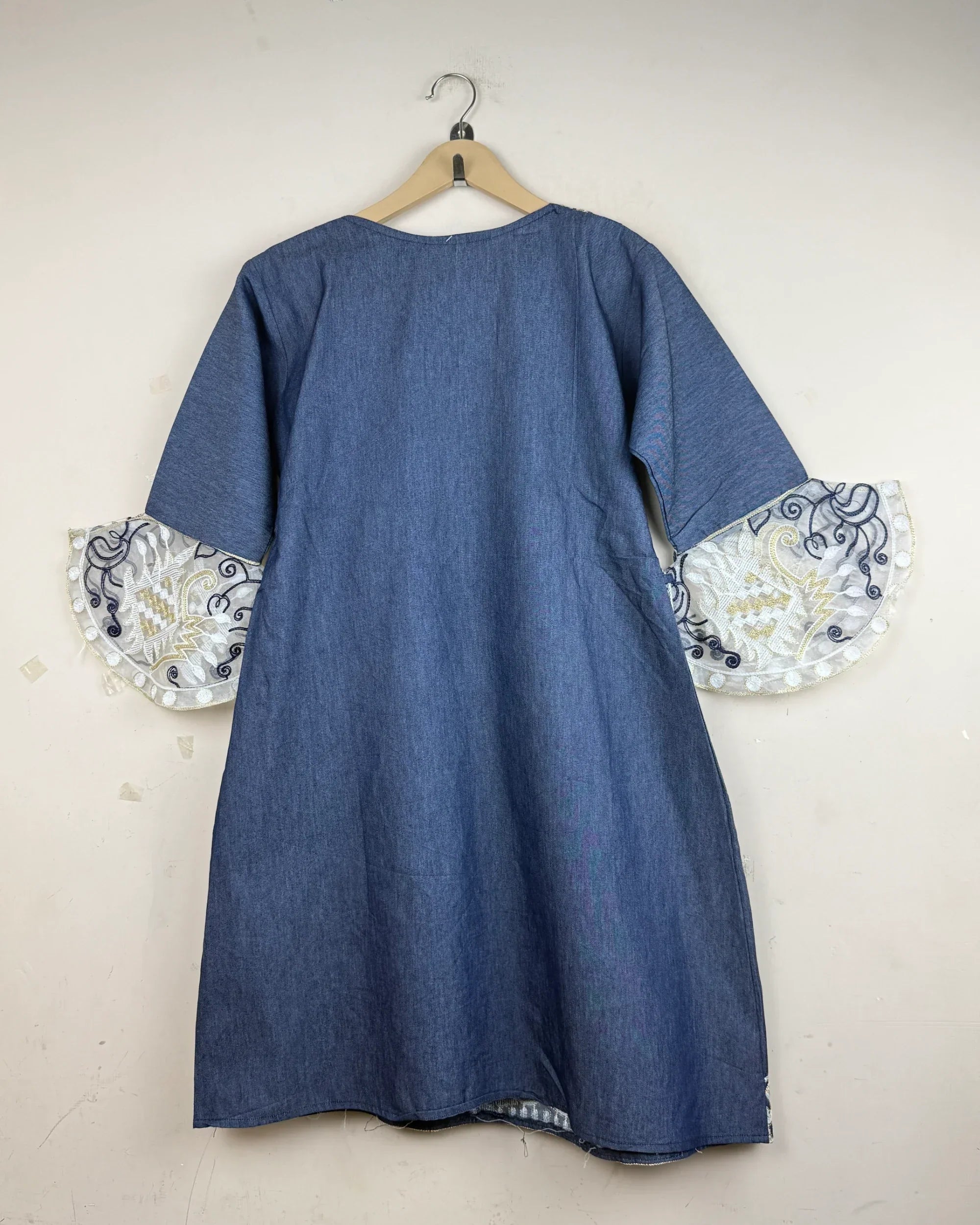 Order Cut Label Summer Kurti in Blue Cotton for - Premium at Online Thrift Store Pakistan (SK-22)