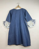 Order Cut Label Summer Kurti in Blue Cotton for - Premium at Online Thrift Store Pakistan (SK-22)