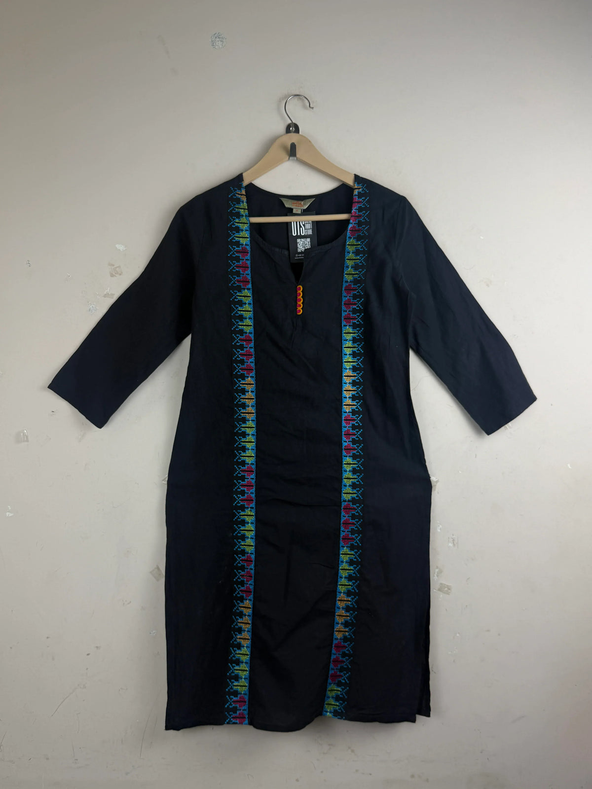 Preloved Premium Summer Kurti by Anouk, Black Lawn for Women - OTS Thrift Shop Lahore Pakistan