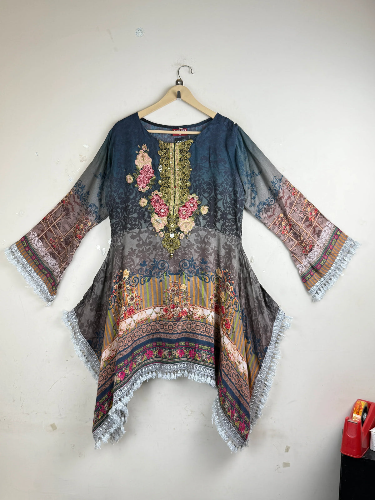 Secondhand Branded Summer Kurti by Simrans, Multi Cotton fabric, Excellent condition, for Women - Online Thrift Shop Islamabad Pakistan