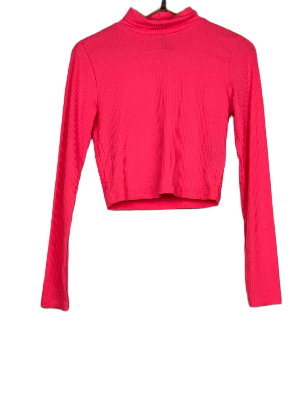 Preloved Premium Winter Crop Tops by H&M, Pink Polyester for Women - OTS Thrift Shop Karachi Pakistan