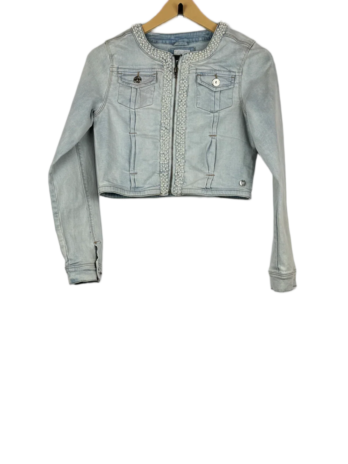 Winter Crop Tops | Milla Star | Preloved Branded | SkyBlue Cotton Jeans | Premium | OTS Thrift Store Karachi Pakistan