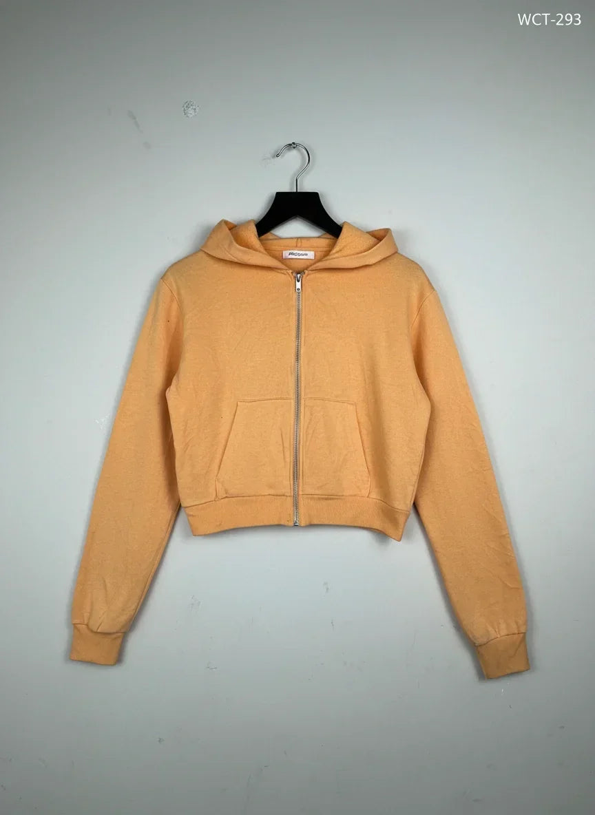 Preloved Excellent Winter Crop Tops by H&M, Orange Cotton for Women - OTS Thrift Shop Peshawar Pakistan