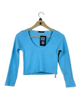Preloved Excellent Winter Crop Tops by Dunnes, Cyan Polyester for Women - OTS Thrift Shop Islamabad Pakistan