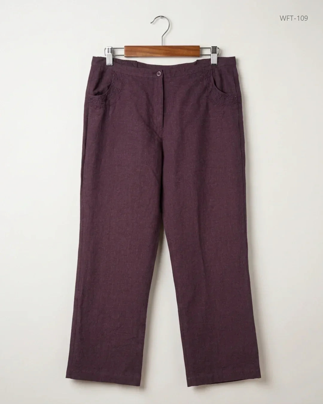 Preloved Premium Women Flapper Trouser by CUT LABEL, Maroon Viscose for - OTS Thrift Shop Peshawar Pakistan