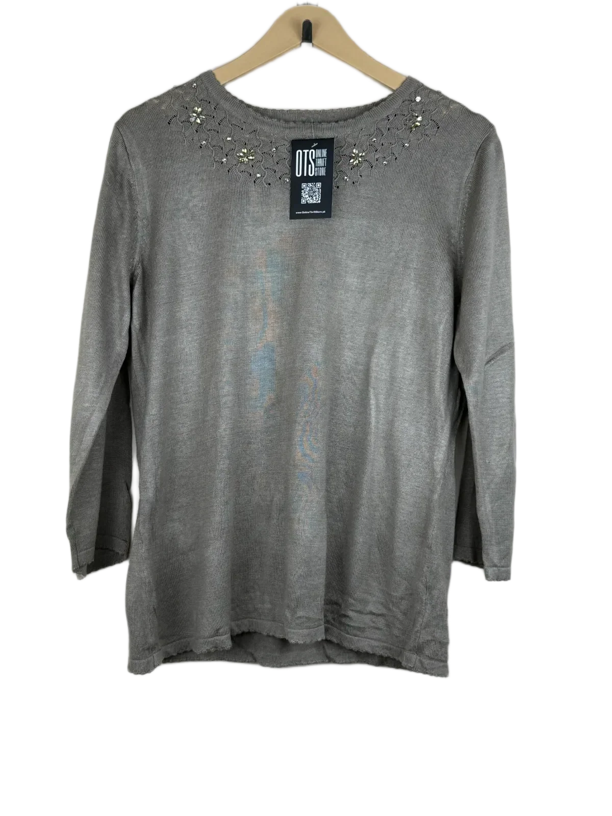 Winter Knitted Tops | Unknown | Preloved Branded | Gray Acrylic | Premium | OTS Thrift Store Karachi Pakistan