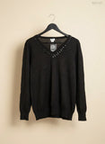 UK Imported secondhand Winter Knitted Tops - jaclynsmith brand, Black rayon, Good condition, for Women - Online Thrift Store Peshawar Pakistan